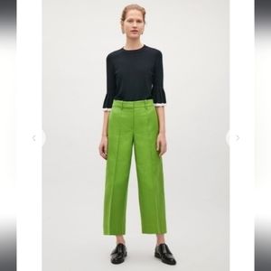 COS Cropped Wide Leg Trousers / Pants (Green, EU 36, US 6)